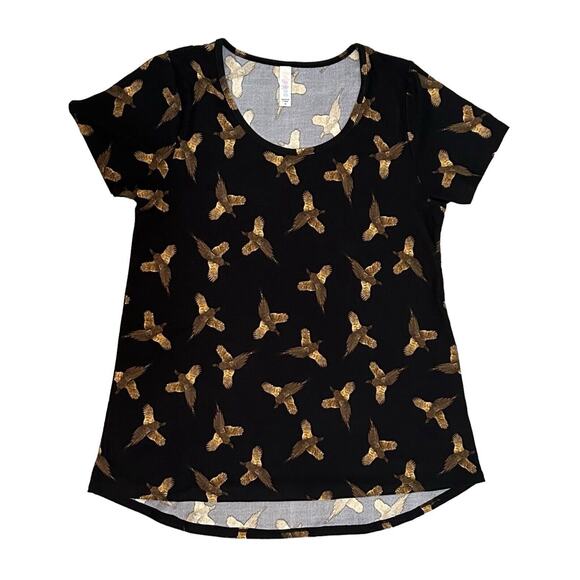 NWT LuLaRoe Classic T Medium Black W/ Gold Birds Brand New - Picture 1 of 6